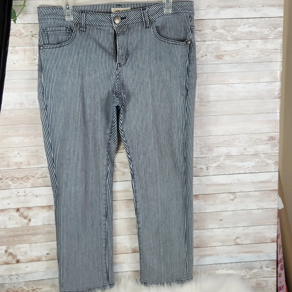 CAbi, women's blue/white stripe jeans, back pockets, great condition, Sz… - Picture 4 of 14